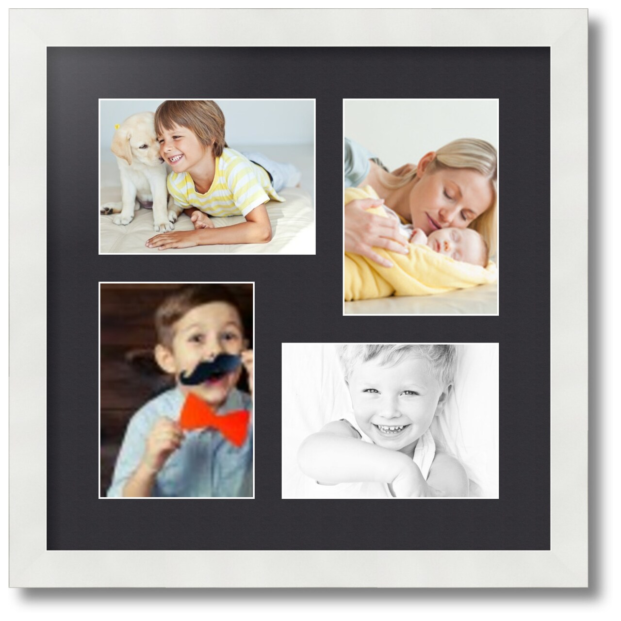 ArtToFrames Collage Photo Picture Frame with 4 - 5x7 inch Openings, Framed in White with Over 62 Mat Color Options and Plexi Glass (CSM-3966-179)